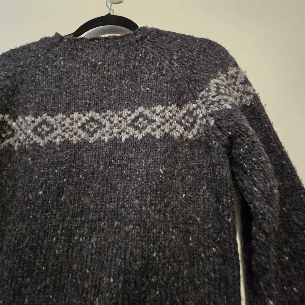 Vtg 80s 90s Abercrombie Fitch Wool Fair Isle Sweater Men SM Gray Hong Kong Tweed